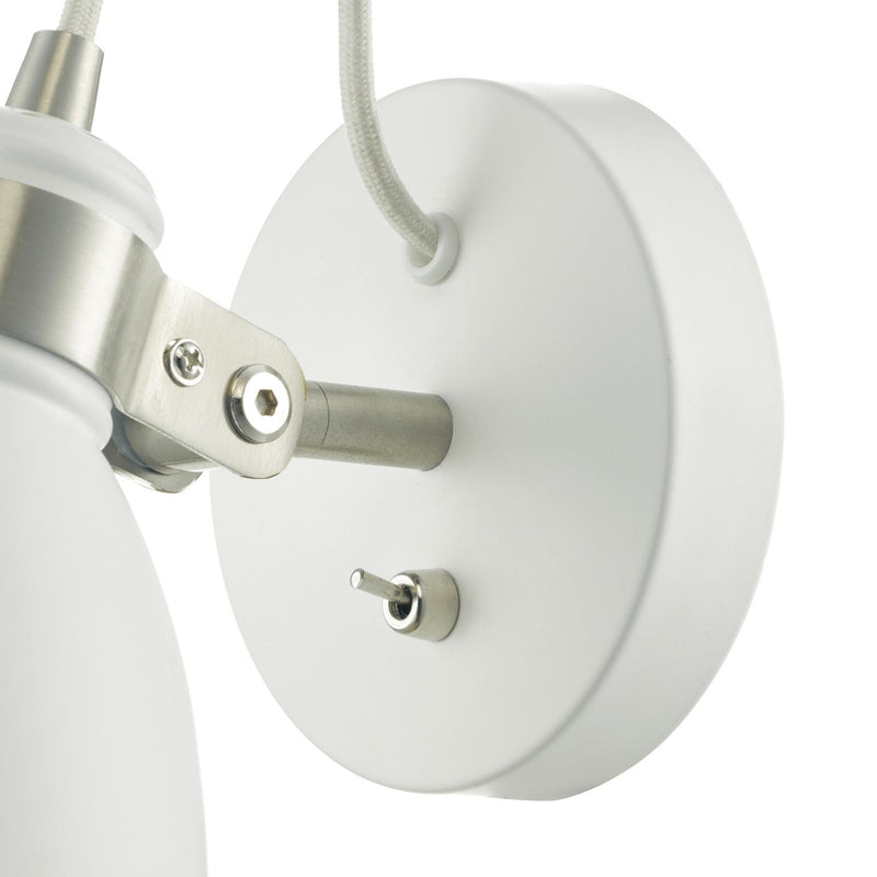 Dar Lighting Frederick Single Wall Spotlight White Satin Chrome • FRE0702