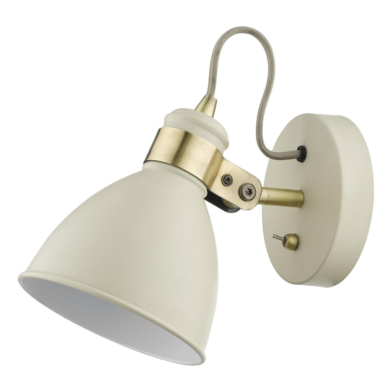 Dar Lighting Frederick Single Wall Spotlight Cream Antique Brass • FRE0733