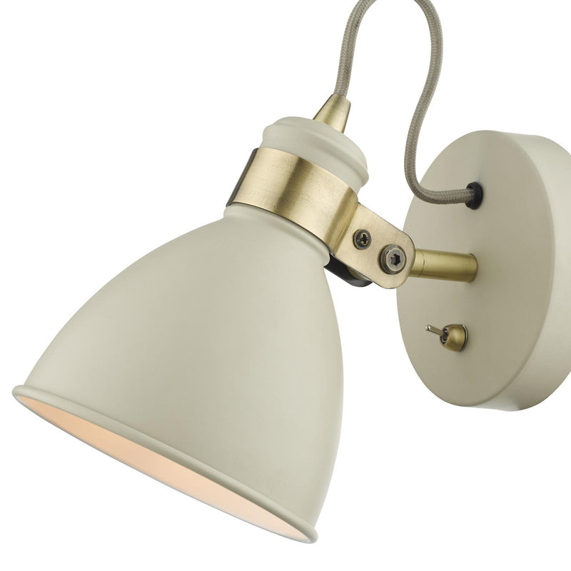 Dar Lighting Frederick Single Wall Spotlight Cream Antique Brass • FRE0733