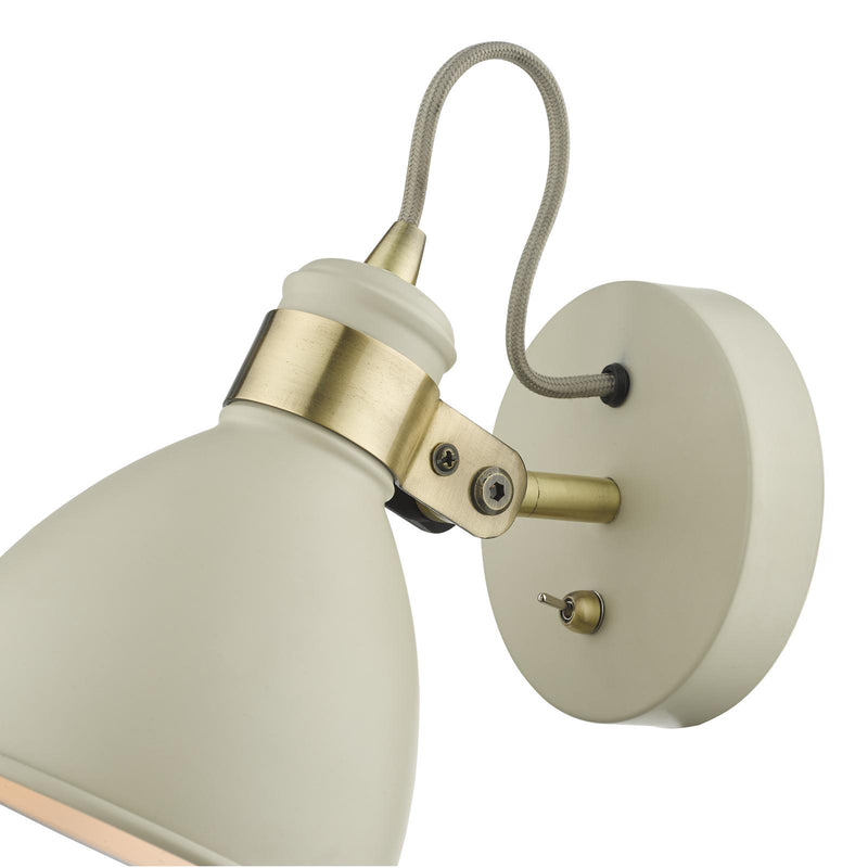 Dar Lighting Frederick Single Wall Spotlight Cream Antique Brass • FRE0733