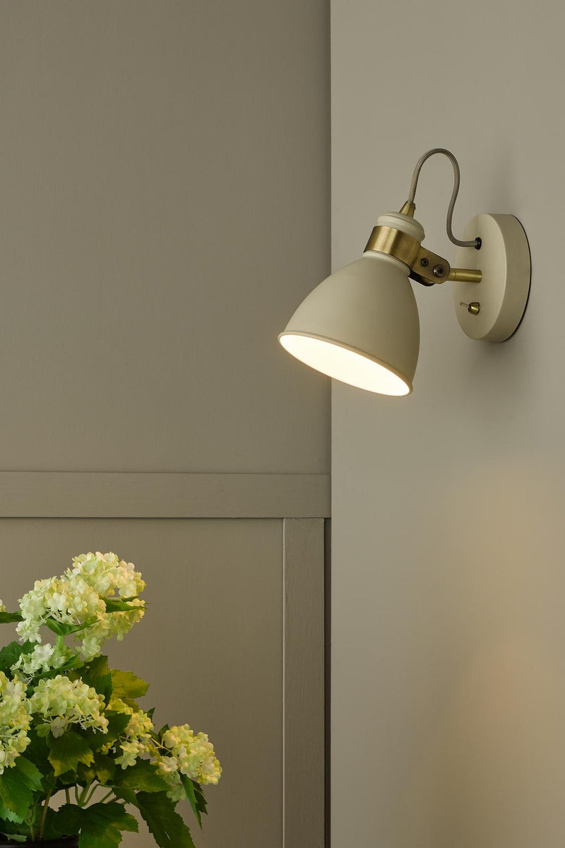 Dar Lighting Frederick Single Wall Spotlight Cream Antique Brass • FRE0733