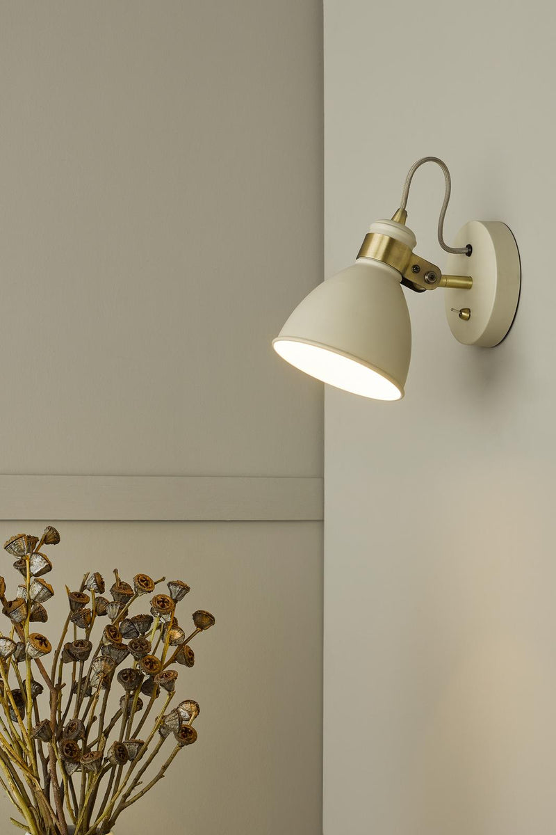 Dar Lighting Frederick Single Wall Spotlight Cream Antique Brass • FRE0733