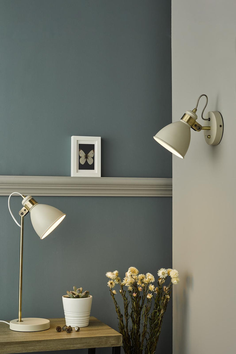 Dar Lighting Frederick Single Wall Spotlight Cream Antique Brass • FRE0733