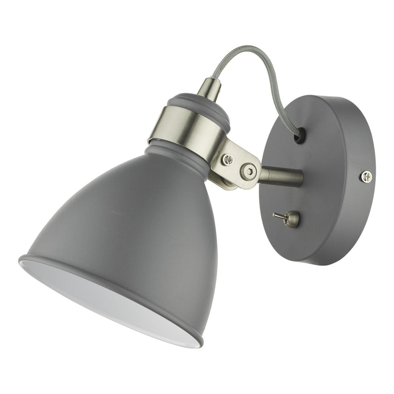 Dar Lighting Frederick Single Wall Spotlight Dark Grey Satin Chrome • FRE0737