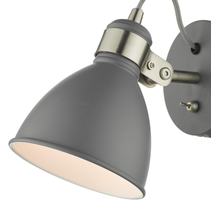 Dar Lighting Frederick Single Wall Spotlight Dark Grey Satin Chrome • FRE0737