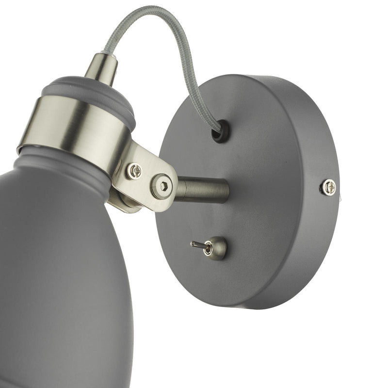 Dar Lighting Frederick Single Wall Spotlight Dark Grey Satin Chrome • FRE0737