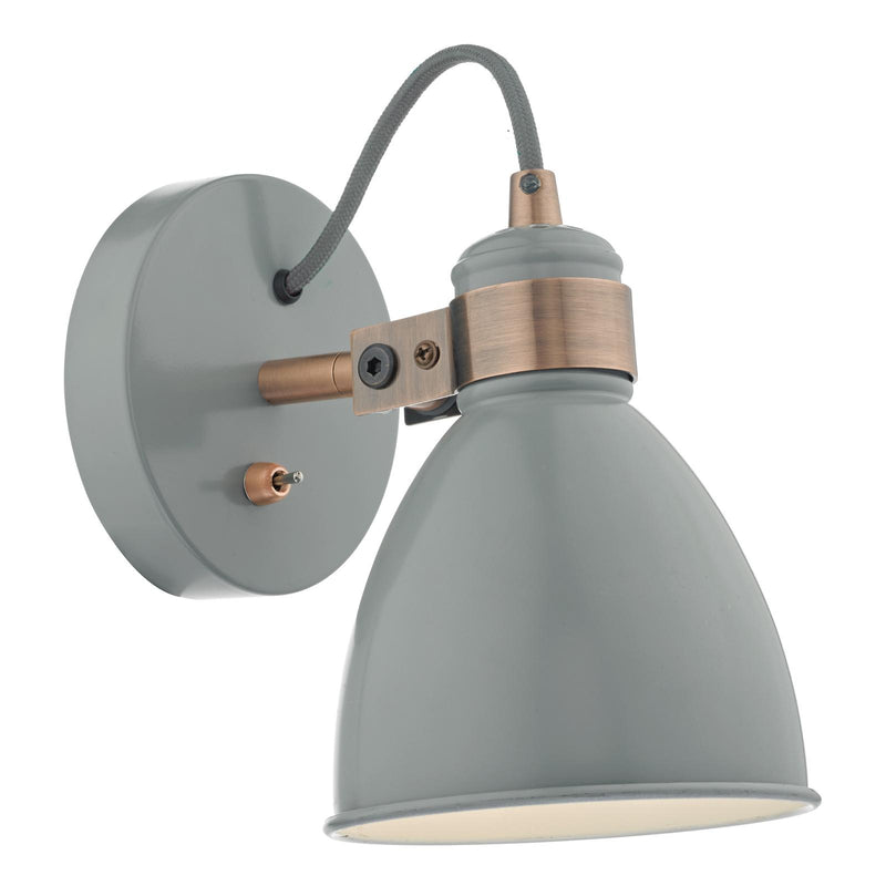 Dar Lighting Frederick Single Wall Spotlight Grey & Copper • FRE0739