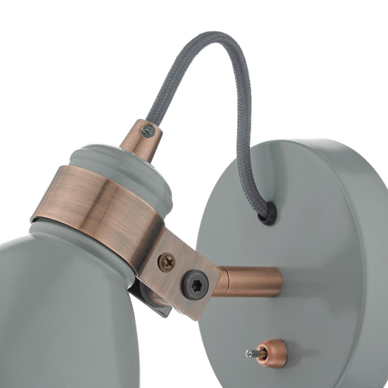 Dar Lighting Frederick Single Wall Spotlight Grey & Copper • FRE0739