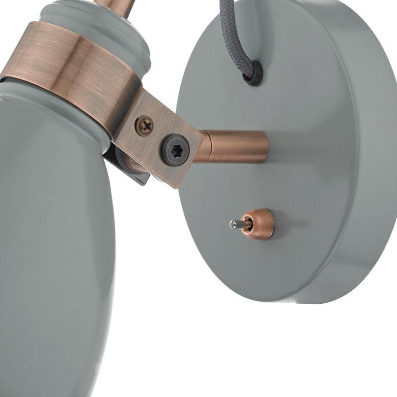 Dar Lighting Frederick Single Wall Spotlight Grey & Copper • FRE0739