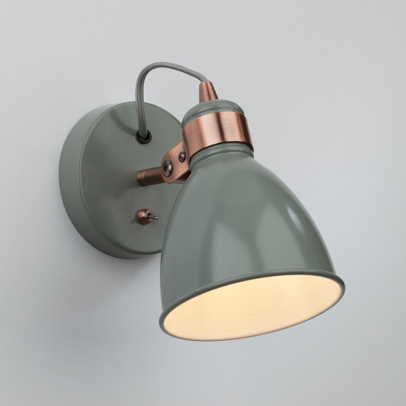Dar Lighting Frederick Single Wall Spotlight Grey & Copper • FRE0739