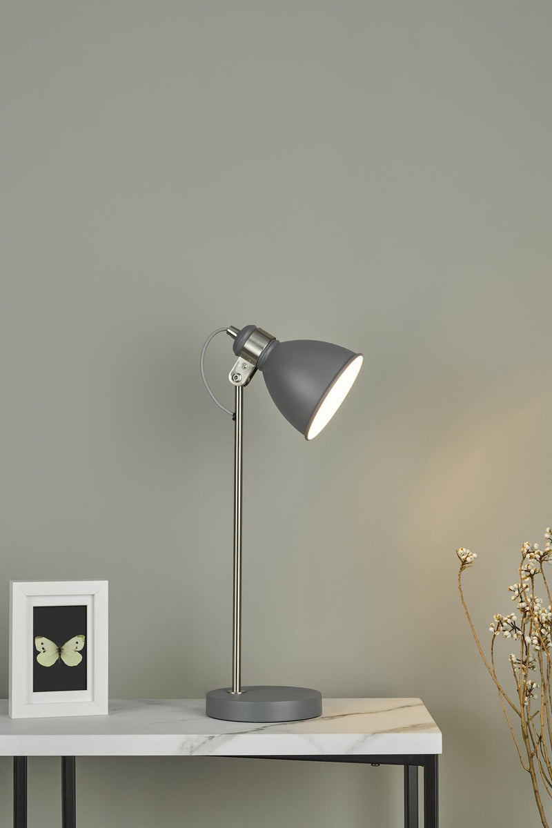 Dar Lighting Frederick Task Table Lamp Dark Grey Satin Chrome • FRE4237
