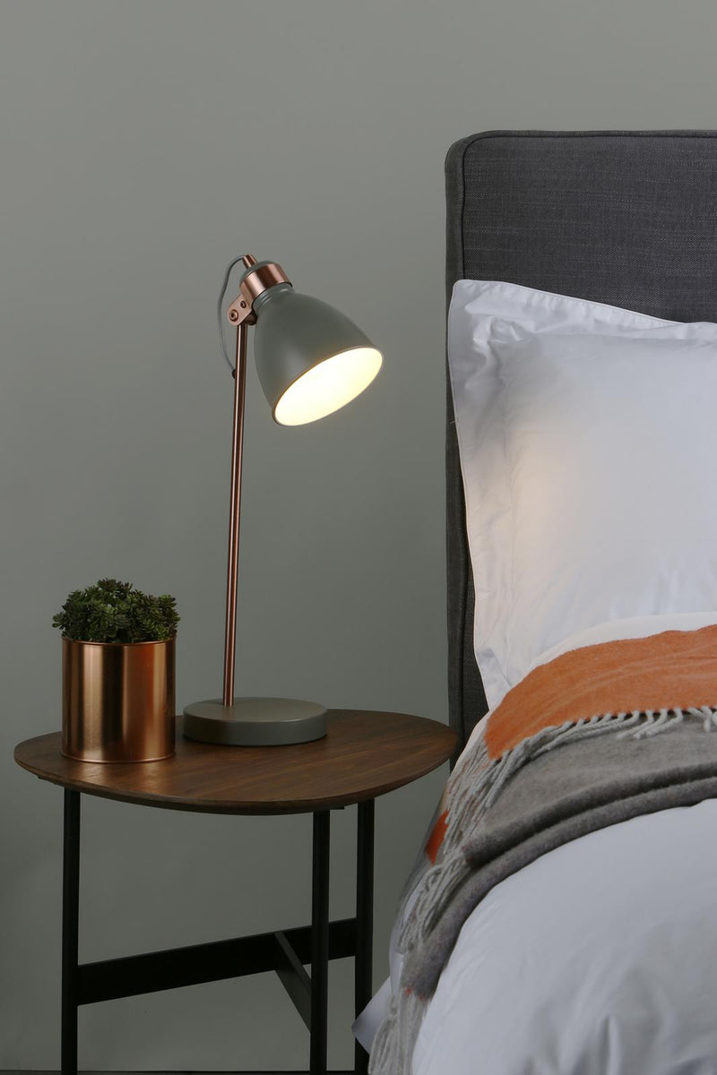 Dar Lighting Frederick Task Lamp Grey & Copper • FRE4239