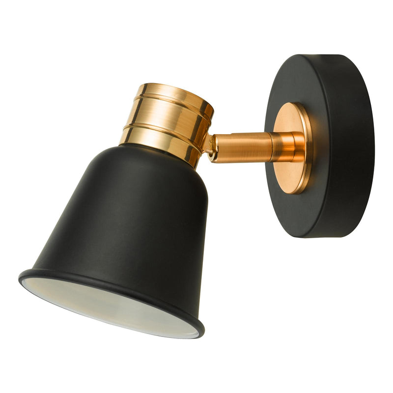 Dar Lighting Fry Single Wall Spotlight Black & Rose Gold • FRY0754