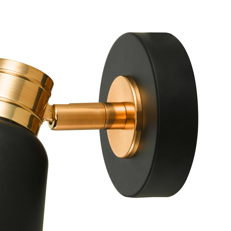 Dar Lighting Fry Single Wall Spotlight Black & Rose Gold • FRY0754