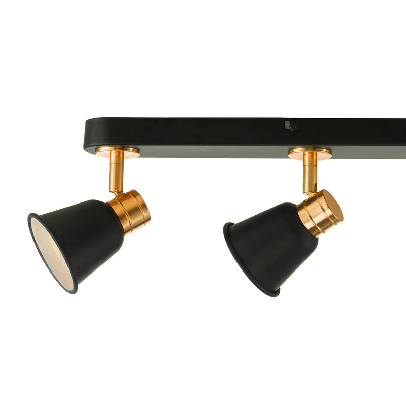 Dar Lighting Fry 4 Light Bar Spotlight Black & Rose Gold • FRY8454