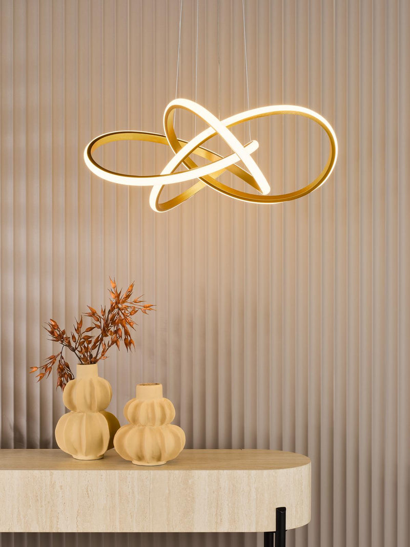 Dar Lighting Fusion Pendant Satin Gold LED • FUS8635