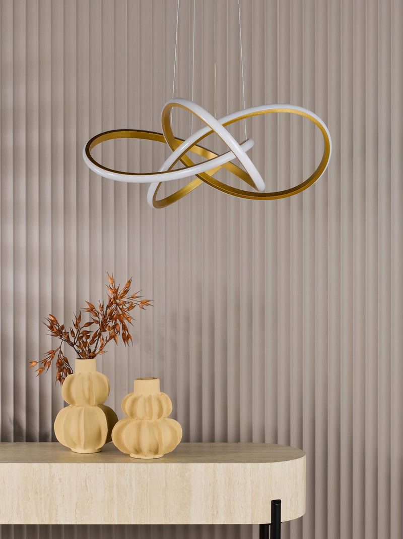 Dar Lighting Fusion Pendant Satin Gold LED • FUS8635