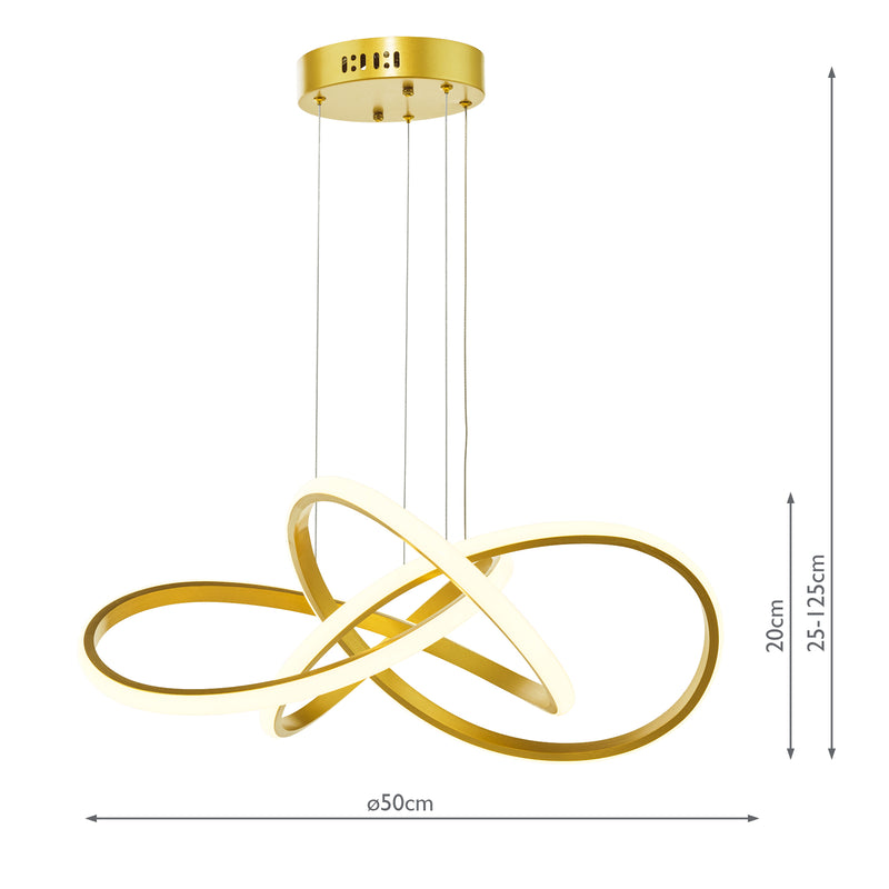 Dar Lighting Fusion Pendant Satin Gold LED • FUS8635