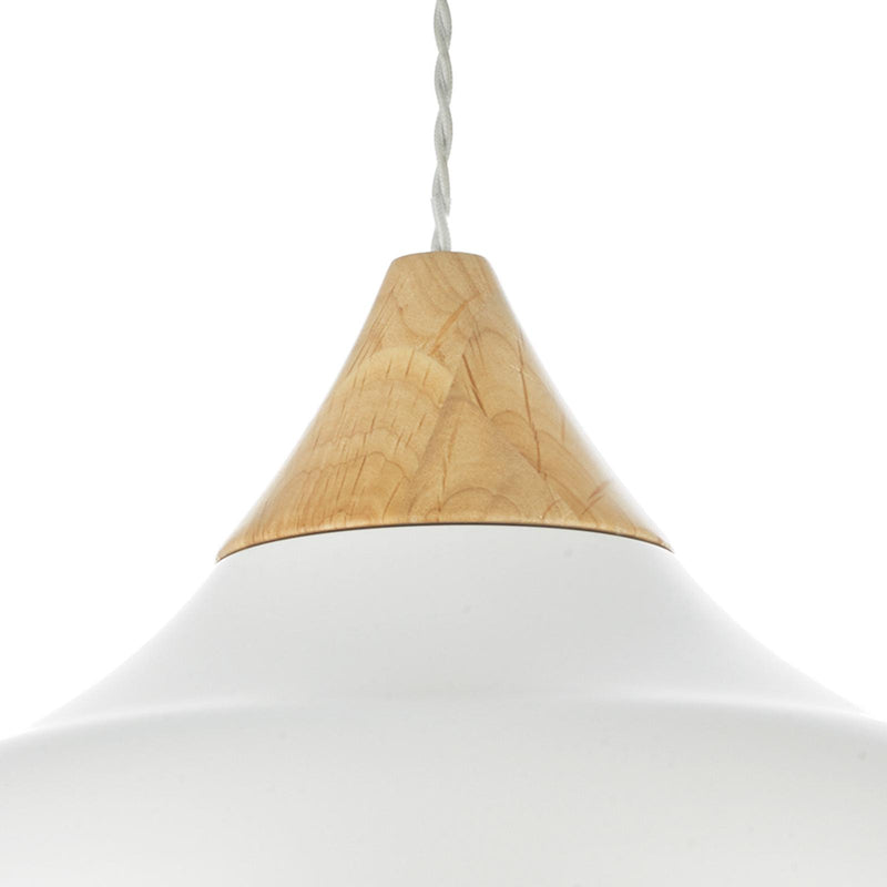 Dar Lighting Gaucho Pendant Matt White and Natural Wood • GAU0102