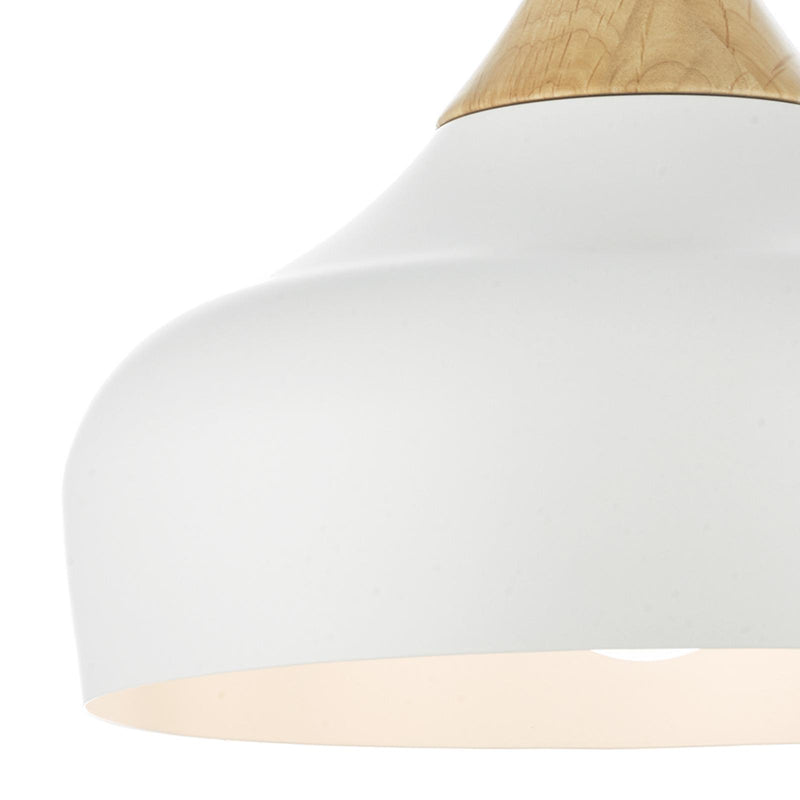 Dar Lighting Gaucho Pendant Matt White and Natural Wood • GAU0102