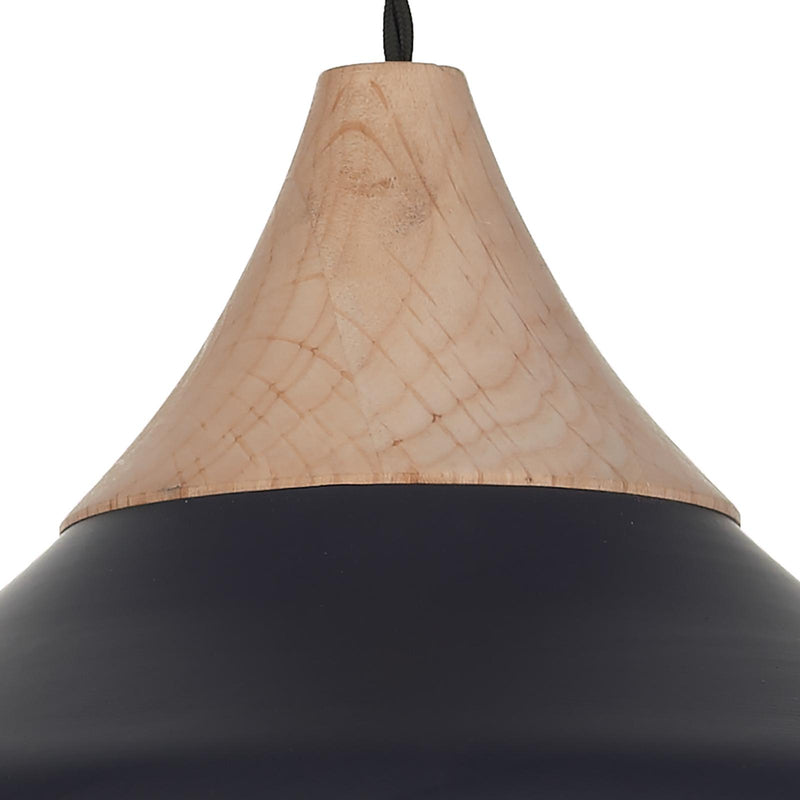Dar Lighting Gaucho 1 Light Pendant Black • GAU0122