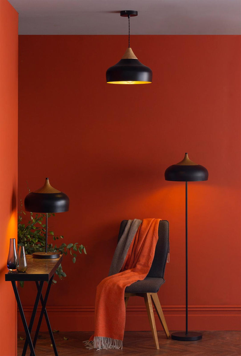 Dar Lighting Gaucho 1 Light Pendant Black • GAU0122