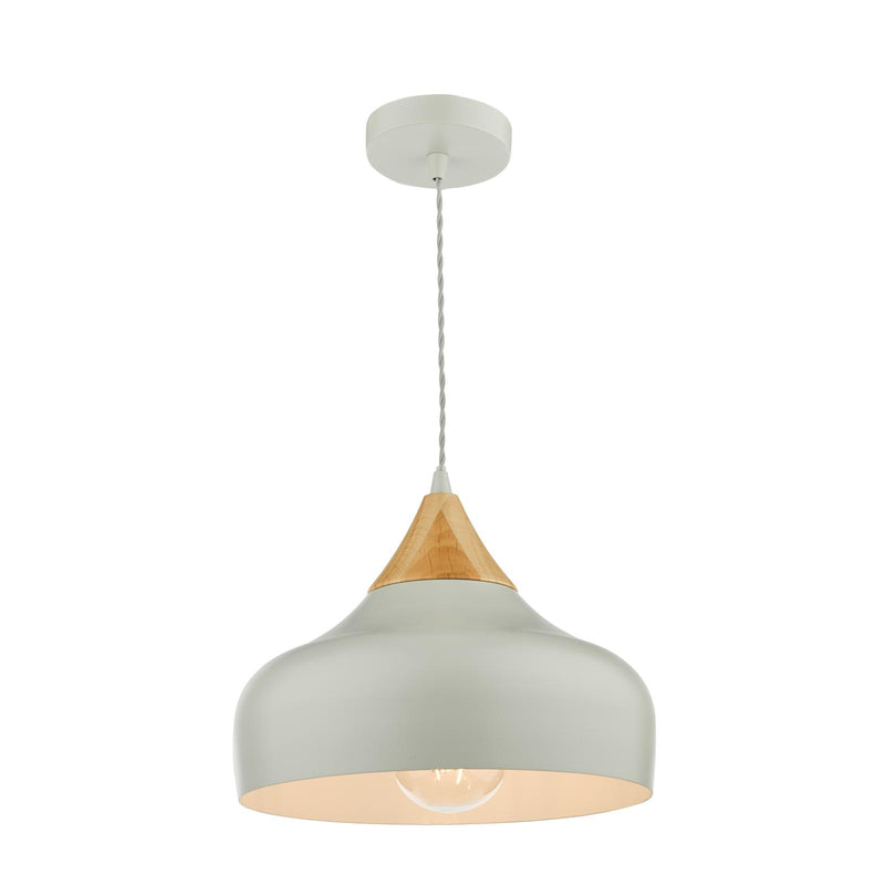 Dar Lighting Gaucho 1 Light Single Pendant Grey And Wood • GAU0139