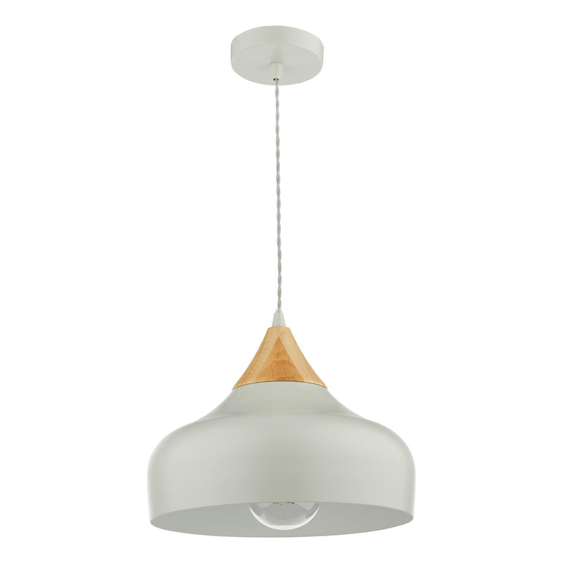 Dar Lighting Gaucho 1 Light Single Pendant Grey And Wood • GAU0139
