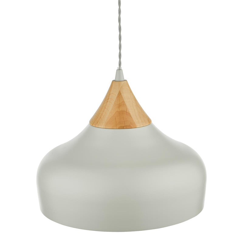 Dar Lighting Gaucho 1 Light Single Pendant Grey And Wood • GAU0139