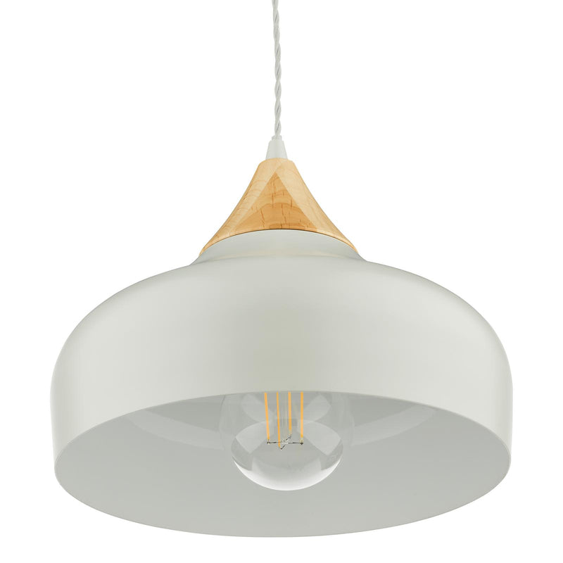 Dar Lighting Gaucho 1 Light Single Pendant Grey And Wood • GAU0139