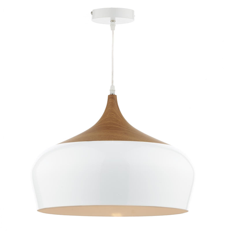 Dar Lighting Gaucho 1 Light Pendant White Large • GAU8602