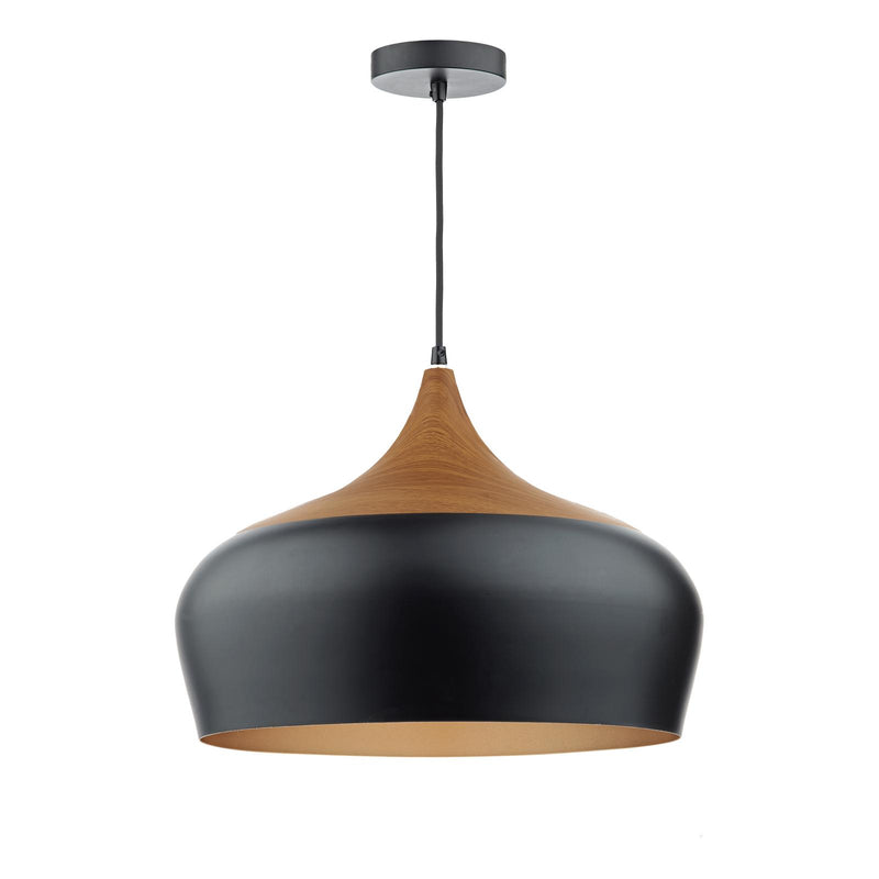 Dar Lighting Gaucho 1 Light Pendant Black Large • GAU8622