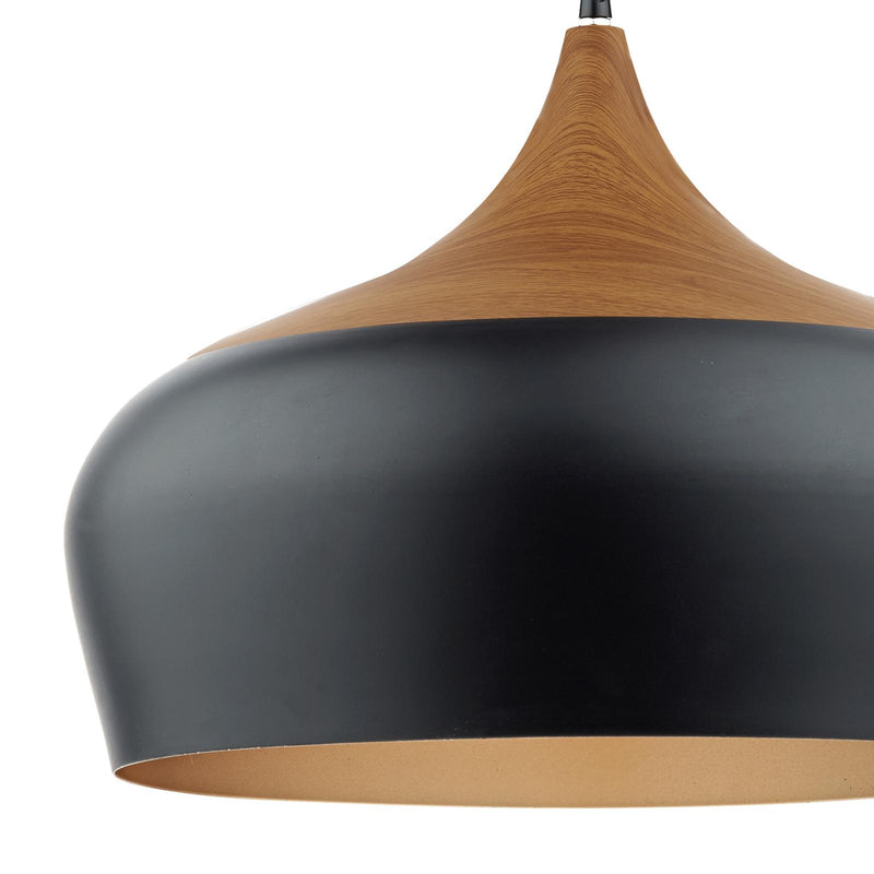 Dar Lighting Gaucho 1 Light Pendant Black Large • GAU8622