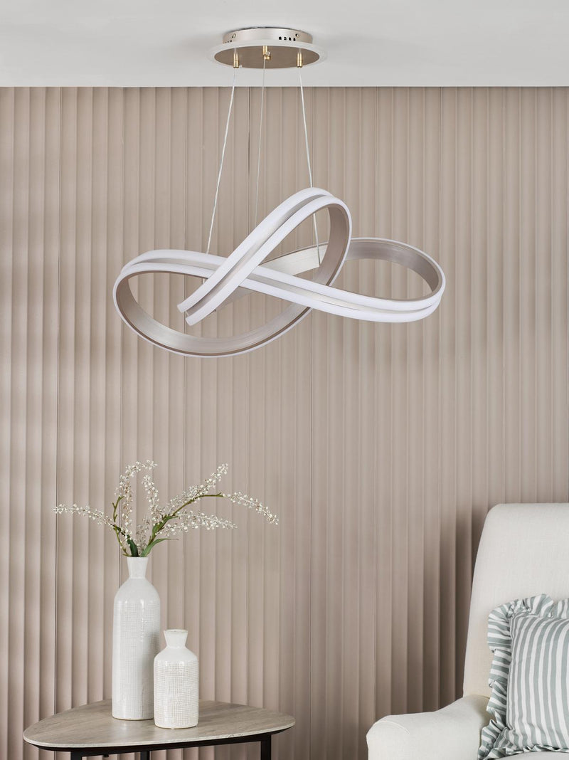 Dar Lighting Gavino Pendant Brushed Silver LED • GAV8632