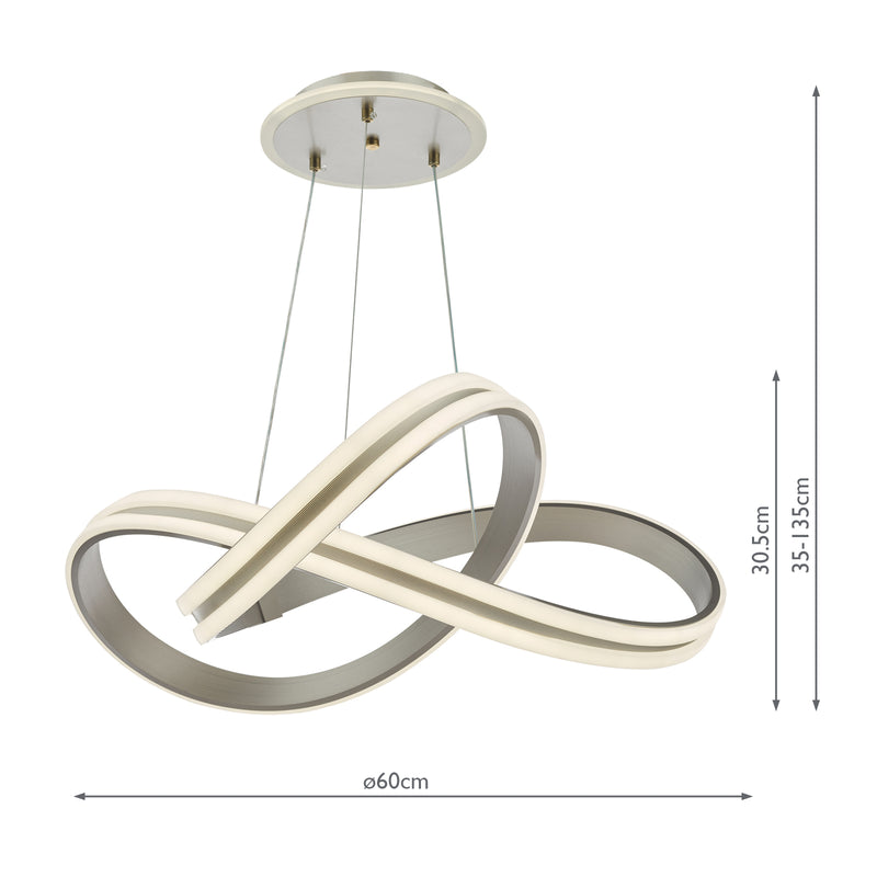 Dar Lighting Gavino Pendant Brushed Silver LED • GAV8632