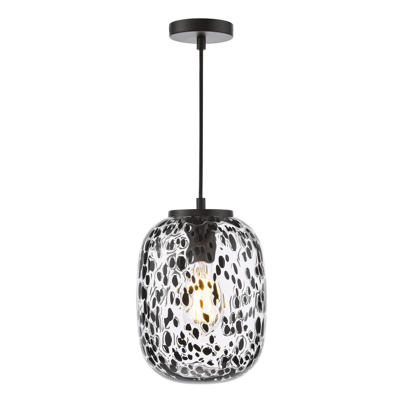 Dar Lighting Gethin Pendant Matt Black Glass and Black Confetti Glass • GET0122