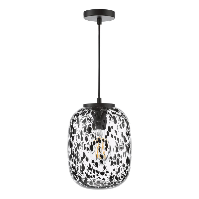 Dar Lighting Gethin Pendant Matt Black Glass and Black Confetti Glass • GET0122