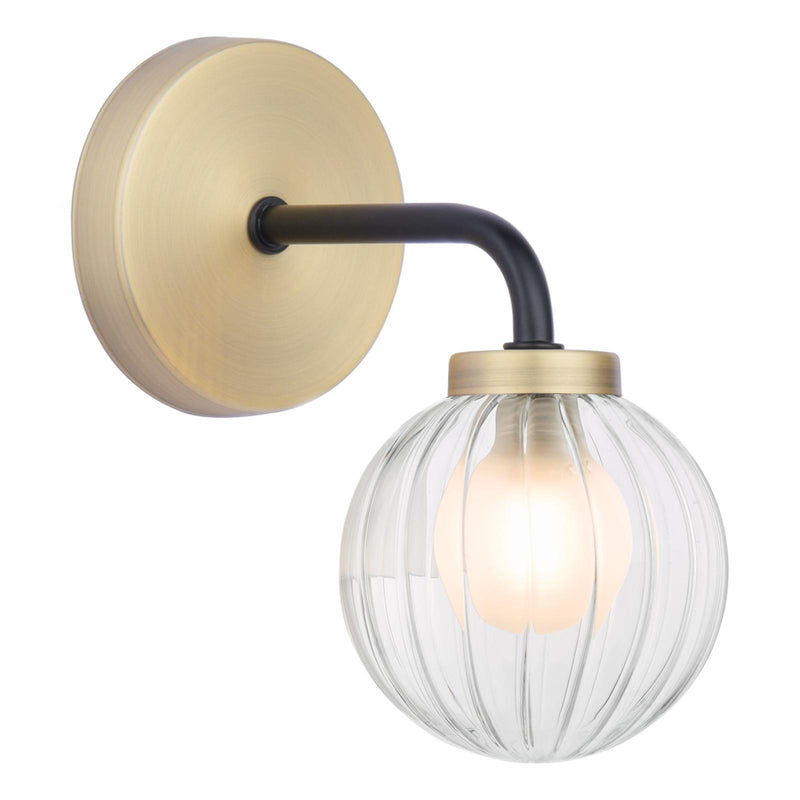 Dar Lighting Gibbs Wall Light Antique Brass & Glass • GIB0754