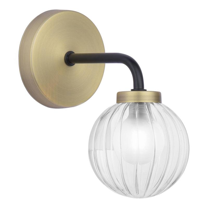 Dar Lighting Gibbs Wall Light Antique Brass & Glass • GIB0754