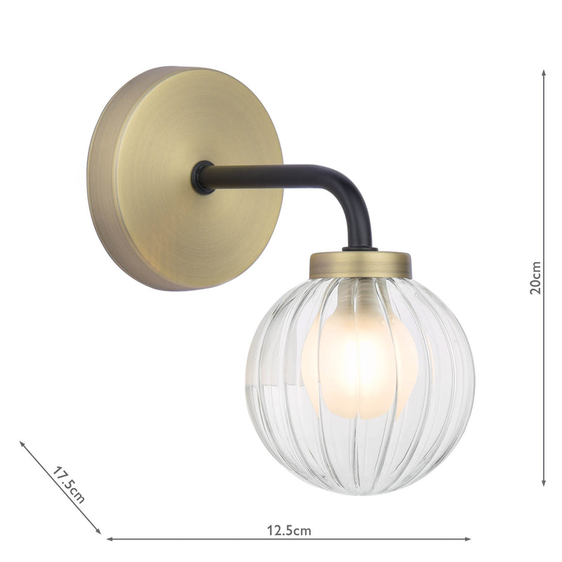 Dar Lighting Gibbs Wall Light Antique Brass & Glass • GIB0754