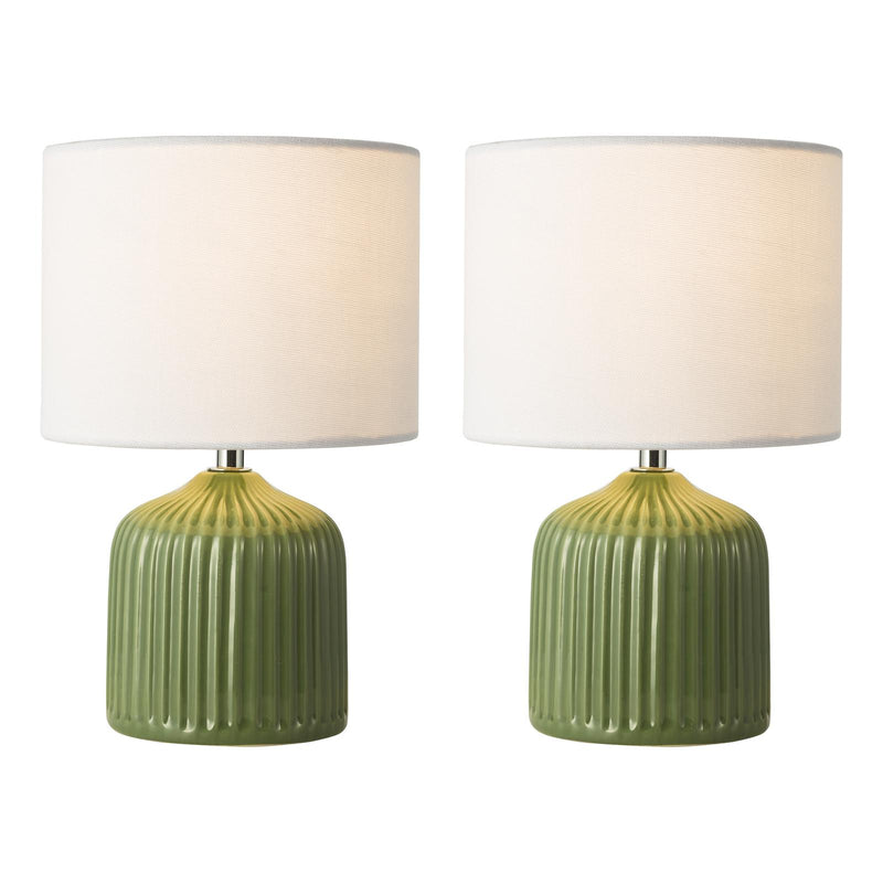 Dar Lighting Gigi Twin Pack Table Lamp Green With Shade • GIG4124