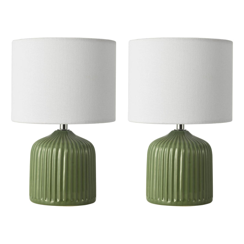 Dar Lighting Gigi Twin Pack Table Lamp Green With Shade • GIG4124
