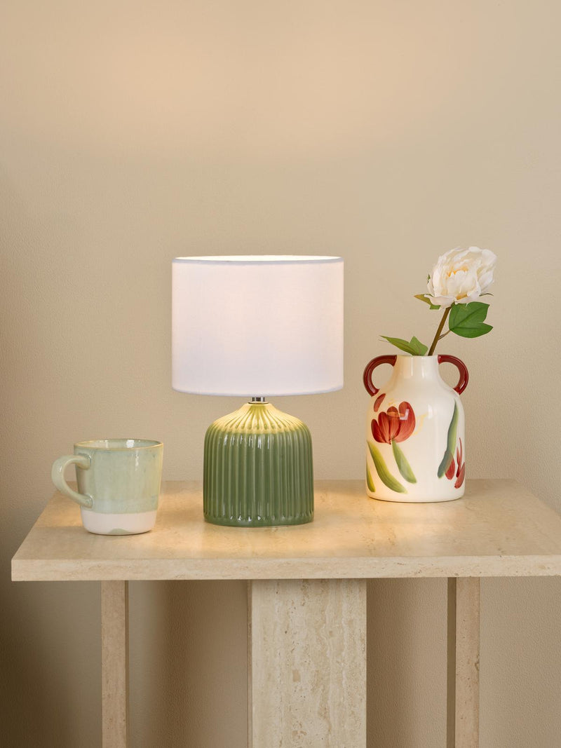 Dar Lighting Gigi Twin Pack Table Lamp Green With Shade • GIG4124