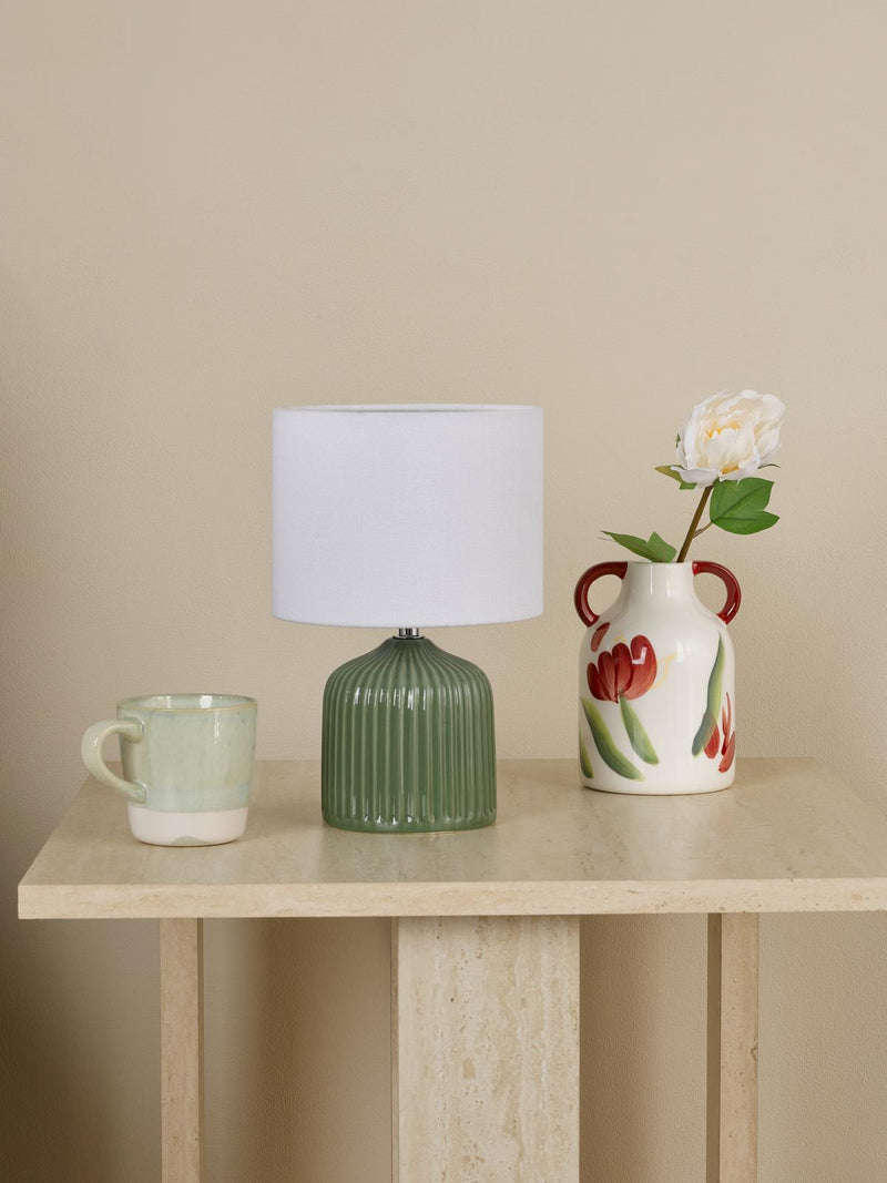 Dar Lighting Gigi Twin Pack Table Lamp Green With Shade • GIG4124