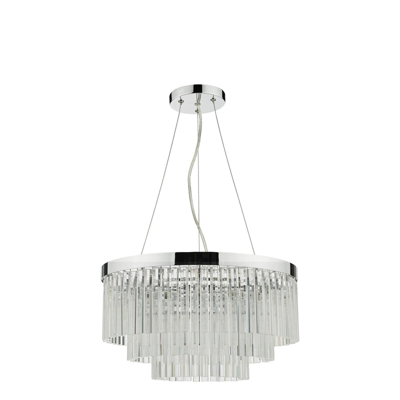 Dar Lighting Giovana 5 Light Pendant Polished Chrome Clear Glass • GIO0508