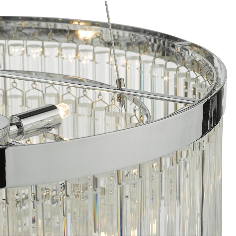 Dar Lighting Giovana 5 Light Pendant Polished Chrome Clear Glass • GIO0508