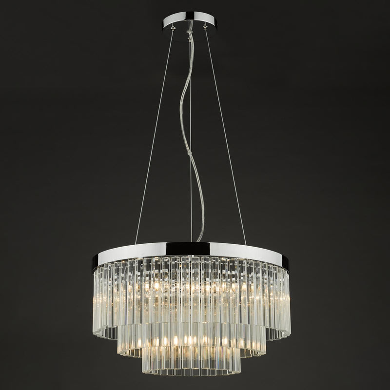 Dar Lighting Giovana 5 Light Pendant Polished Chrome Clear Glass • GIO0508