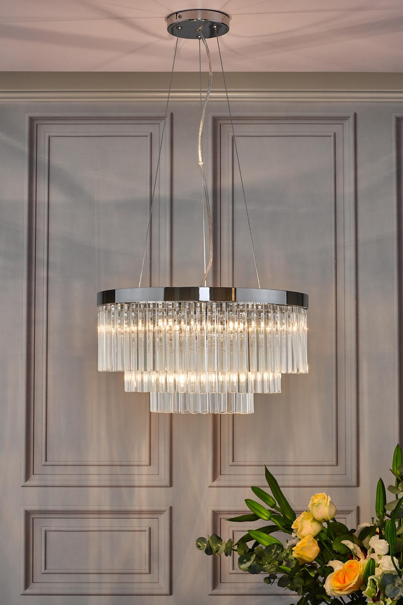 Dar Lighting Giovana 5 Light Pendant Polished Chrome Clear Glass • GIO0508
