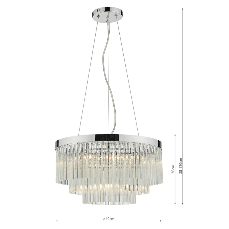 Dar Lighting Giovana 5 Light Pendant Polished Chrome Clear Glass • GIO0508