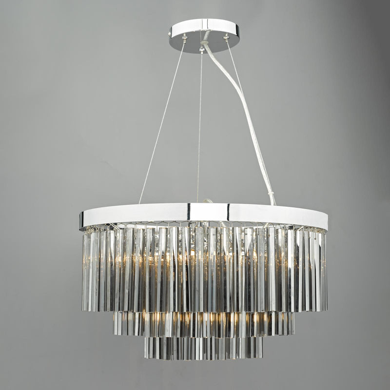 Dar Lighting Giovana 5 Light Pendant Polished Chrome & Smoked Glass • GIO0510